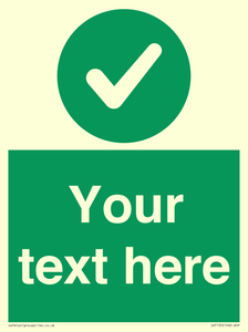 Custom green background, green circle with tick